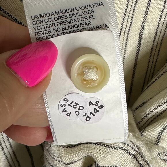 Lucky Brand Beige Linen Blend Short Sleeve Button-Up Shirt Size Small - Picture 6 of 9